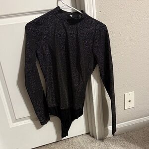 Lulu's Shimmering Black Bodysuit